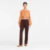 Pantalones rectos de piel