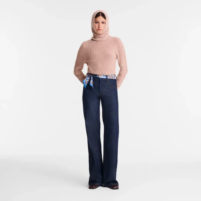 Pink Tea – Jersey de cuello alto de punto