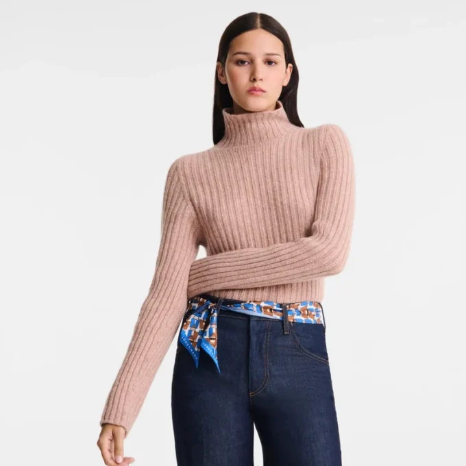 Pink Tea – Jersey de cuello alto de punto