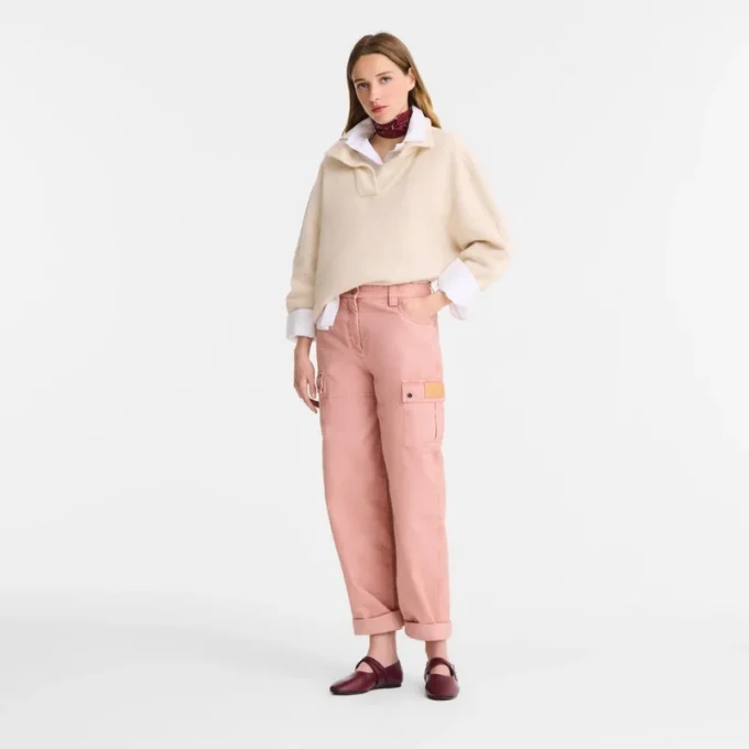 Pink Tea – Pantalones de algodón sobreteñido