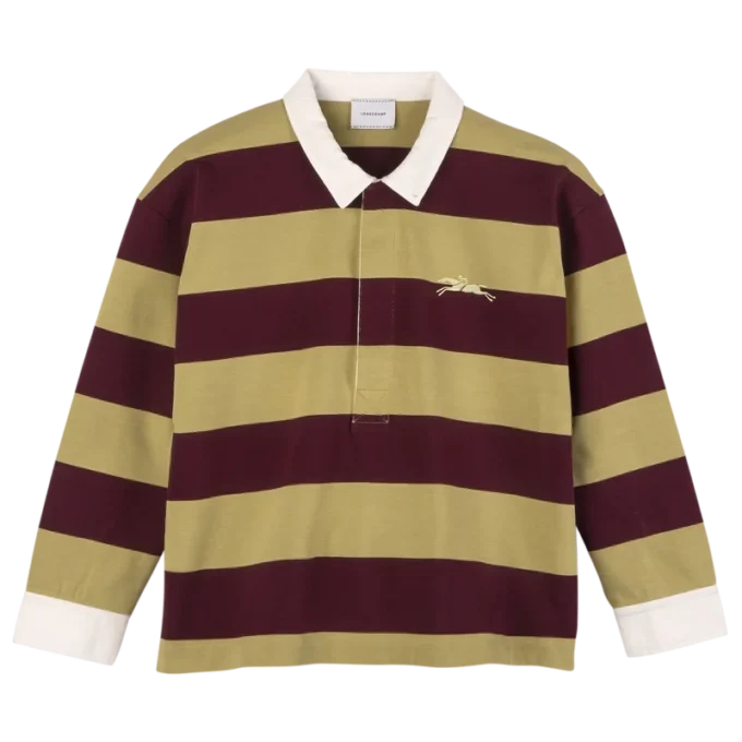 Pistacho/Burdeos – Polo de jersey a rayas