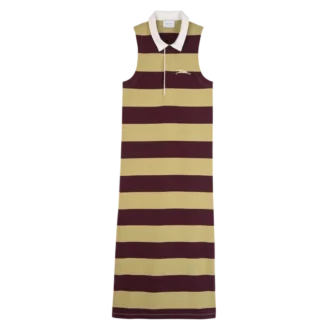 Pistacho/Burdeos – Vestido polo de jersey a rayas
